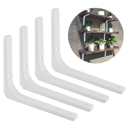 Serplex 4Pcs Wall Shelf Brackets L-Shaped Bracket Metal Book Shelf Bracket Wall Mount Screw Fixed Book Shelf Support Heavy Duty 220lbs Loading Capacity Decorative White Shelf Brackets Serplex 4Pcs Wall Shelf Brackets L-Shaped Bracket Metal Book Shelf Bracket Wall Mount Screw Fixed Book Shelf Support Heavy Duty 220lbs Loading Capacity Decorative White Shelf Brackets